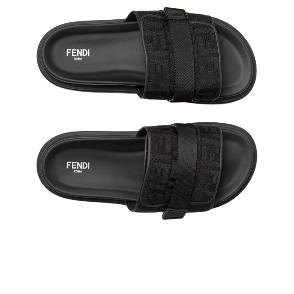펜디 레더 FF 나일론 청키 슬라이드 블랙(Fendi Chunky Slides in Leather FF Nylon Black) - 2