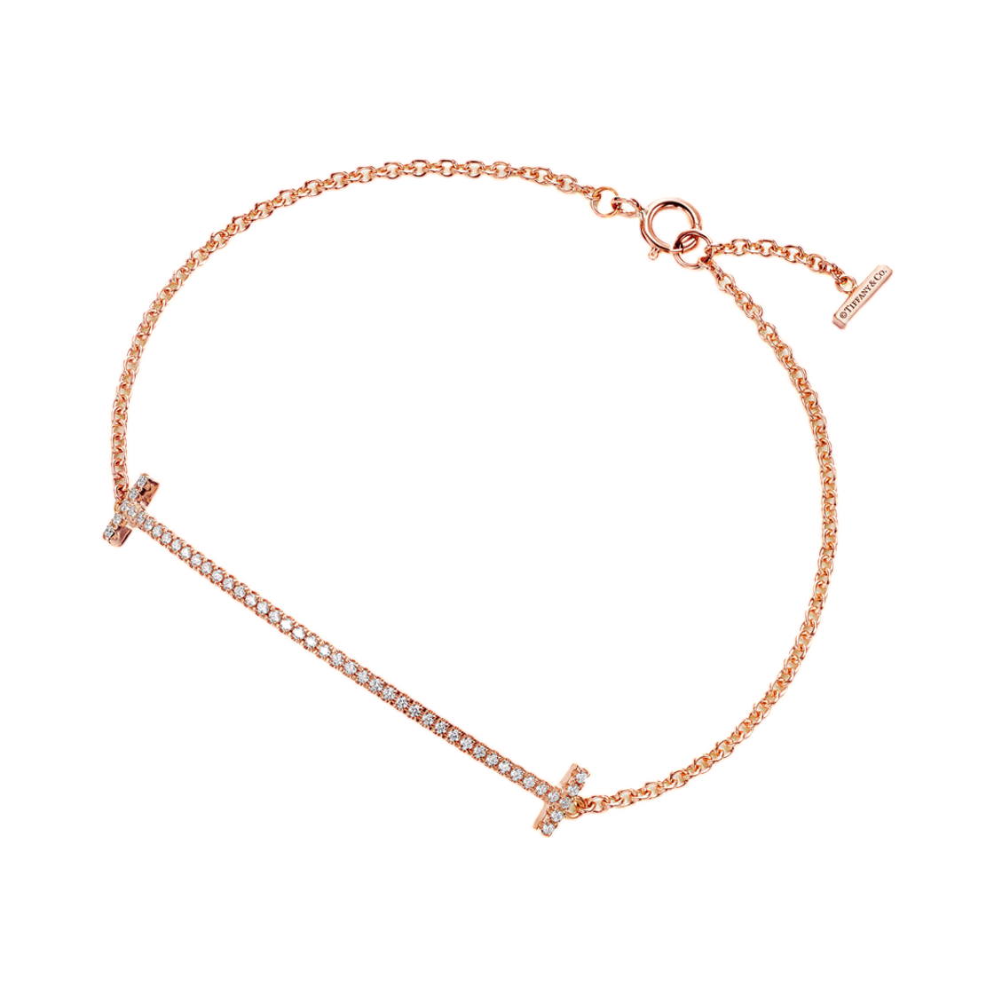 티파니 앤 코 T 스마일 스몰 브레이슬릿 18K 로즈 골드 다이아몬드(Tiffany & Co. Tiffany T Smile Small Bracelet 18K Rose Gold with Diamonds)