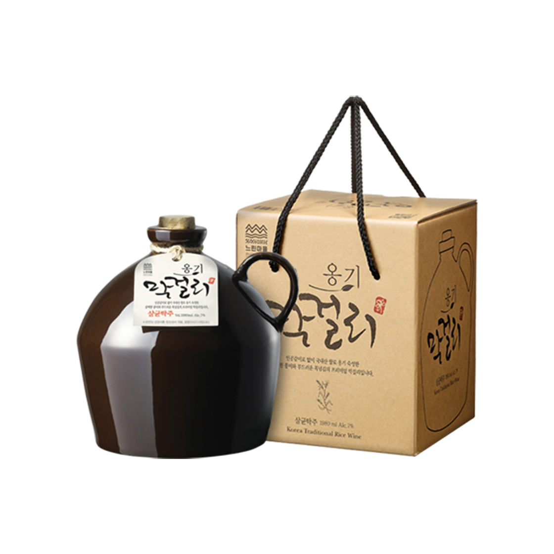 느린마을 옹기막걸리 7도 1980ml 술 선물세트(Slow village Ongi Makgeolli 1980ml x 1 Jar Liquor Gift Box)