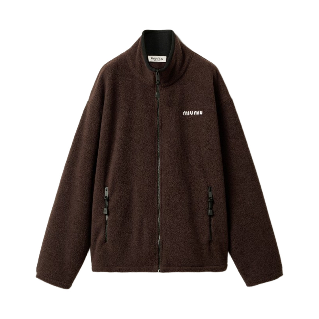 MJL042-1732-F0192 (W) Miu Miu Fleece Zipper Jacket Ebony