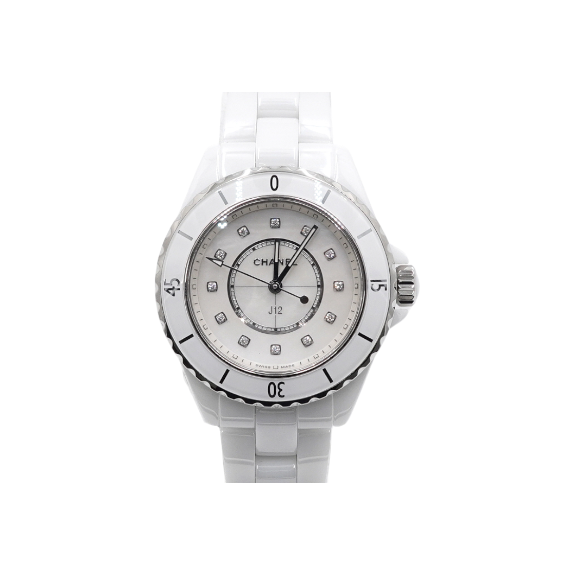 ITTI9I6MGVRW Chanel H5704 J12 White Ceramic Steel 12P Diamond Mother of Pearl Dial 33mm Quartz Women's Watch