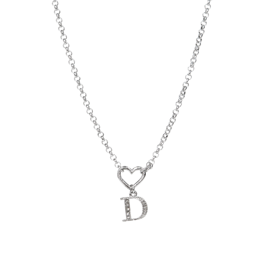 ITIO7656M3O7 Dior Heart Cubic D Silver Necklace A-B46481