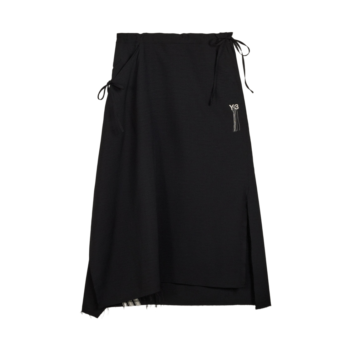 KF1191 (W) Y-3 x Yohji Yamamoto Sport Uniform Raw Cut 3-Stripes Skirt Black