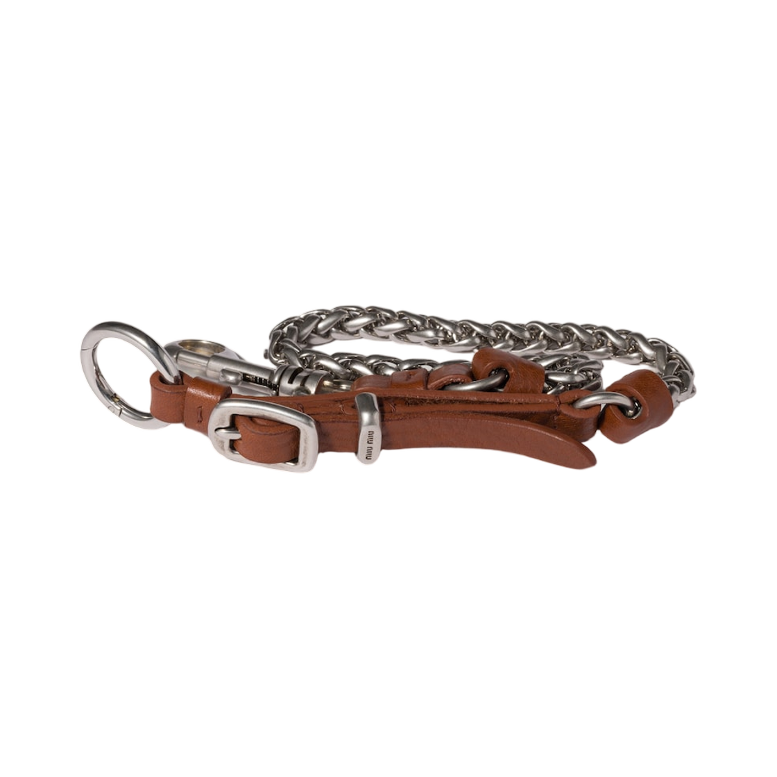 미우 미우 메탈 앤 레더 키링 트릭 토바코(Miu Miu Metal and Leather Key Ring Trick Tobacco) - 2