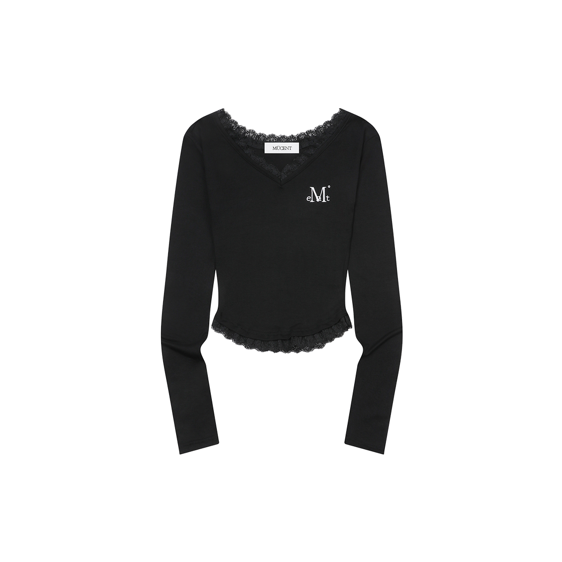 무센트 서니어 레이스 브이넥 긴팔 티 (3컬러) 블랙(MUCENT Sunnior Lace V-neck Long Sleeve T (3Color) Black) - 1