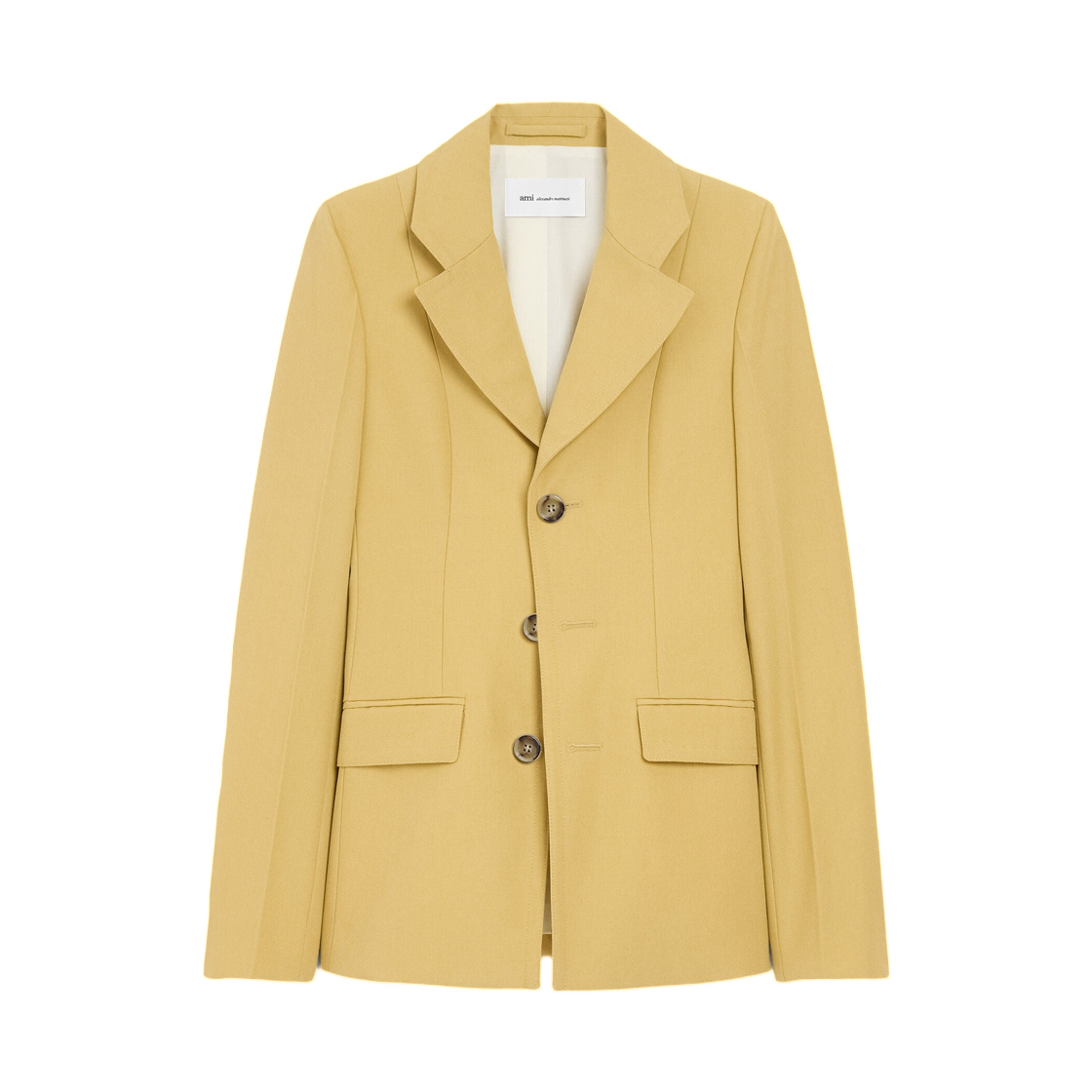 아미 옐로우 뉴 울 싱글 브레스티드 피티드 자켓 옐로우 파스텔(AMI Yellow New Wool Single Breasted Fitted Jacket Yellow Pastel) - 1