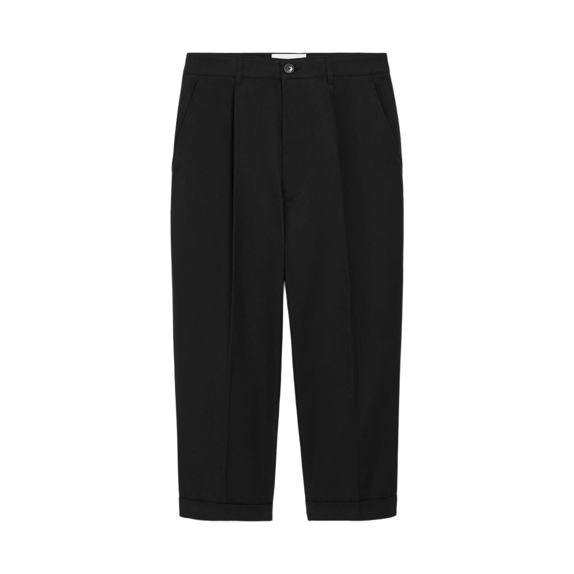 아미 블랙 코튼 캐롯 오버사이즈 트라우저 블랙(AMI Black Cotton Carrot Oversized Trousers Black)