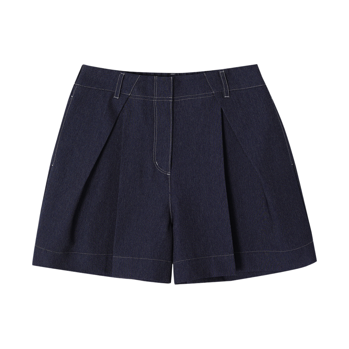 (W) 송지오 크로스 플리츠 데님 라이크 쇼츠 블루((W) SONGZIO Cross Pleats Denim Like Shorts Blue)