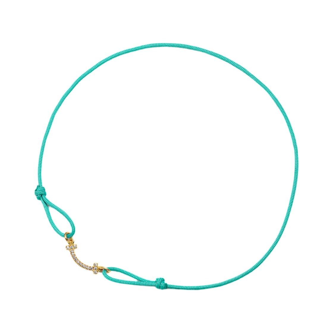 티파니 앤 코 T 스마일 브레이슬릿 18K 옐로우 골드 블루 코드 다이아몬드(Tiffany & Co. Tiffany T Smile Bracelet 18K Yellow Gold Blue Cord with Diamonds)