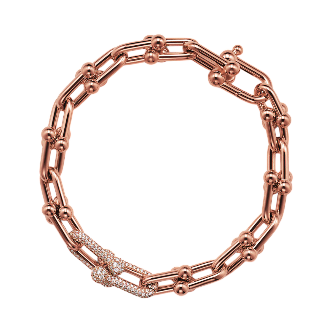 티파니 앤 코 하드웨어 미디엄 링크 브레이슬릿 18K 로즈 골드 다이아몬드(Tiffany & Co. Tiffany HardWear Medium Link Bracelet 18K Rose Gold with Diamonds)