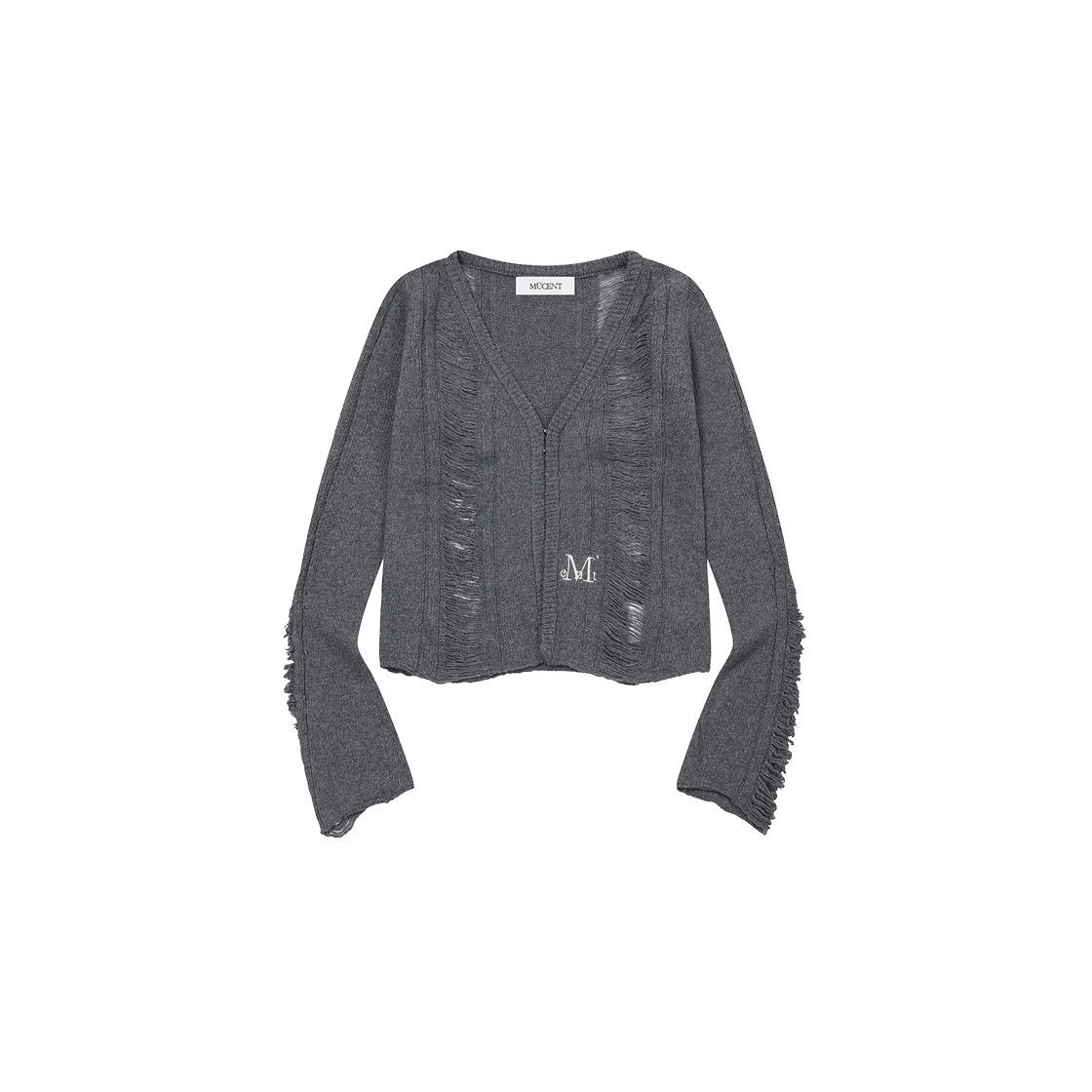 P0000BJM MUCENT Nubi Damage Slim Cardigan (2Color) Gray