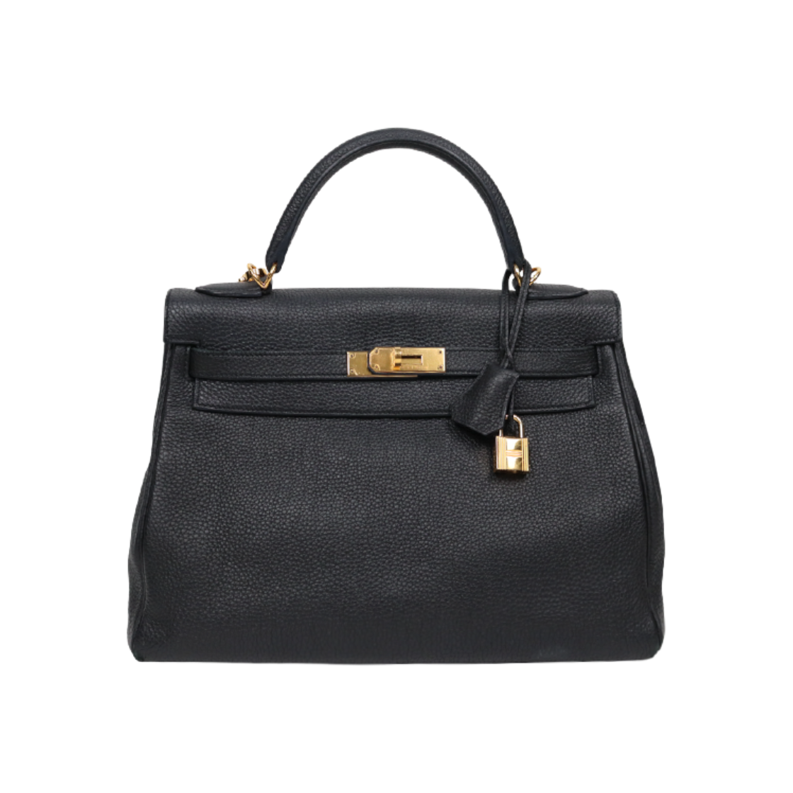 ITD4374QSEKR Hermes Black Gold Kelly Shoulder Bag R Engraving C-A47657