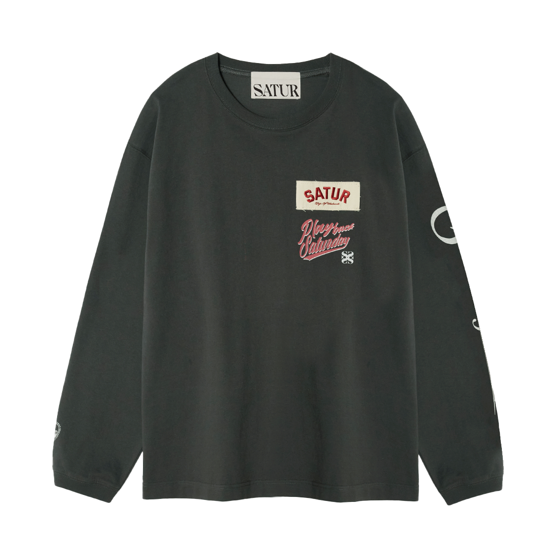 SA261ULS03CCL0 SATUR 90s Playback Long Sleeve Charcoal