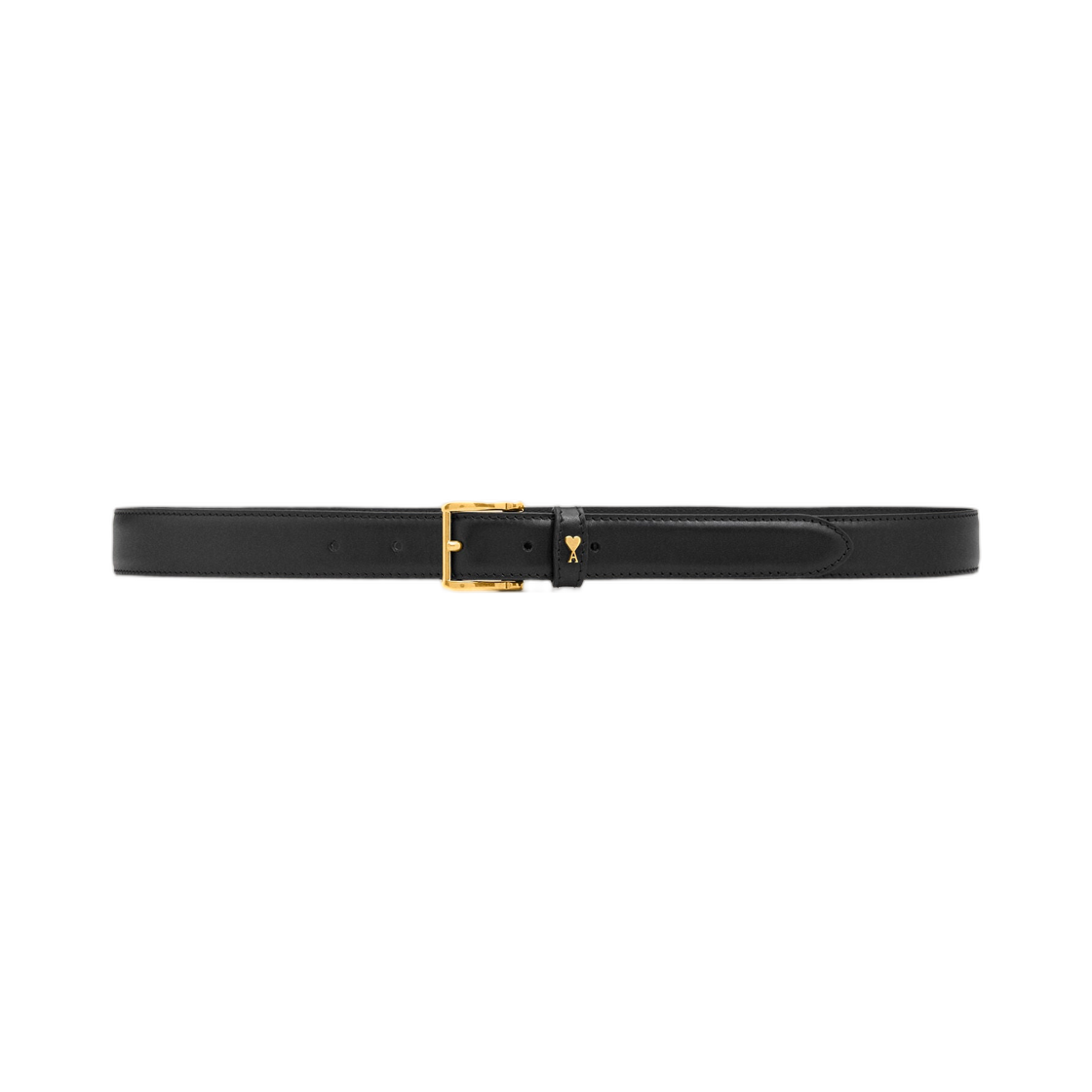 UBL029-AL0104-0015 AMI Black Cowhide Leather Paris Belt Black Vibrated Brass