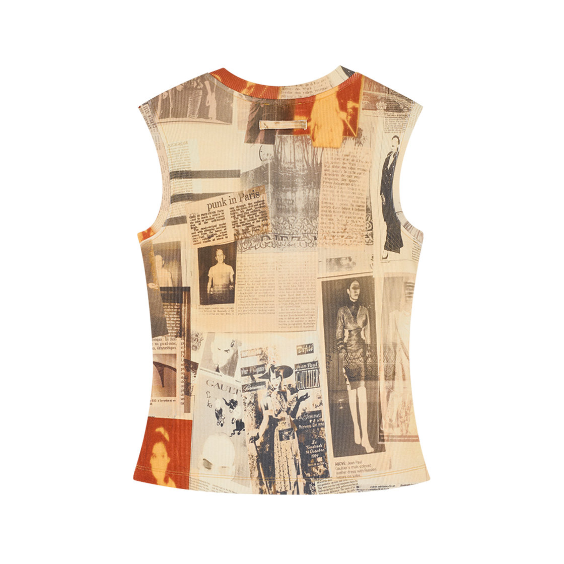 장 폴 고티에 우먼 코튼 리브드 탱크 탑 프린티드 "Journal" 에크루 - 26SS(Jean Paul Gaultier Women Cotton Ribbed Tank Top Printed "Journal" Ecru - 26SS) - 2