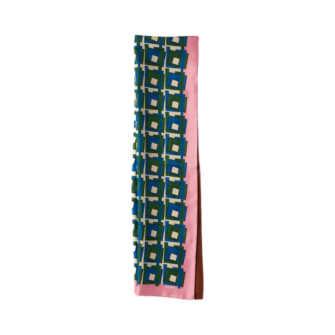 5FF065-2IG3-F05AG Miu Miu Printed Silk Scarf Pink Laurel Green
