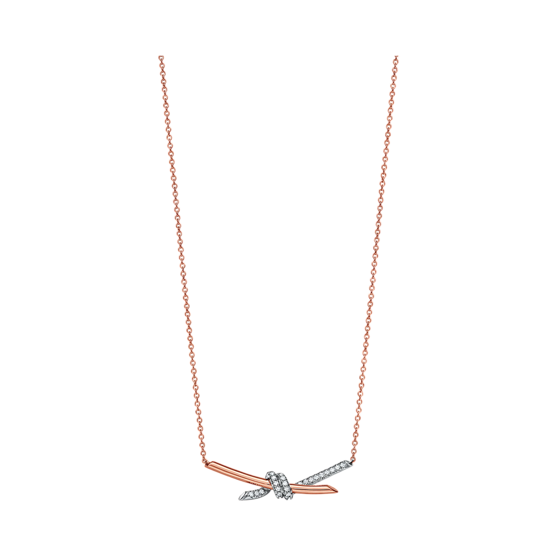 티파니 앤 코 노트 펜던트 18K 로즈 골드 및 플래티늄 다이아몬드(Tiffany & Co. Tiffany Knot Pendant 18K Rose Gold and Platinum with Diamonds) - 1