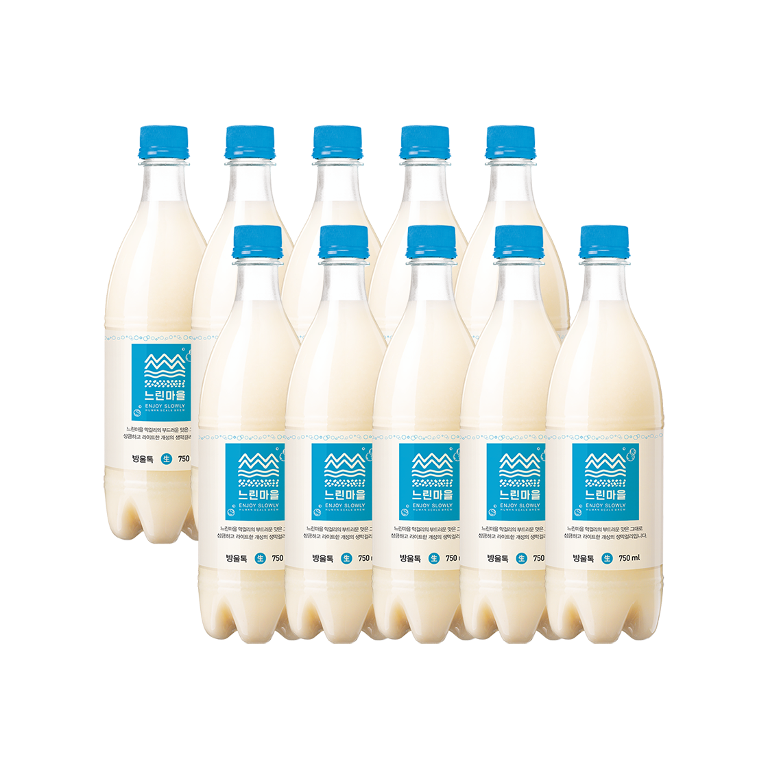 느린마을 무아스파탐 느린마을막걸리 방울톡 750ml  10입(Slow village Lightly Sparkling Fresh Makgeolli Bubble Tok 750ml 10 Btl.)