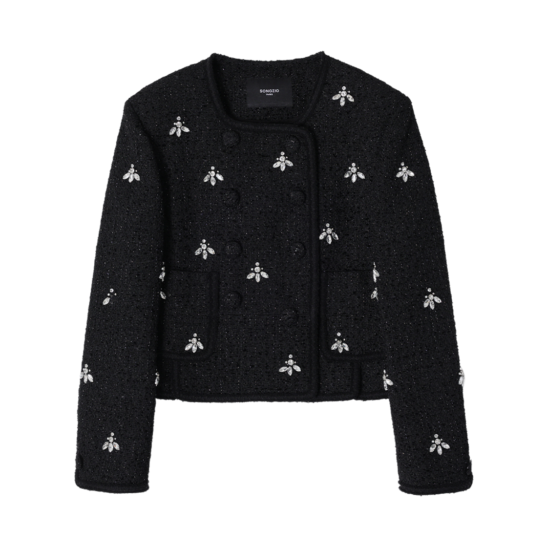 WH2JK307BK (W) SONGZIO Orchid Stone Tweed Jacket Black