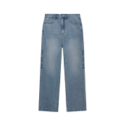 SATUR W Washed Relaxed Denim Pants Blue
