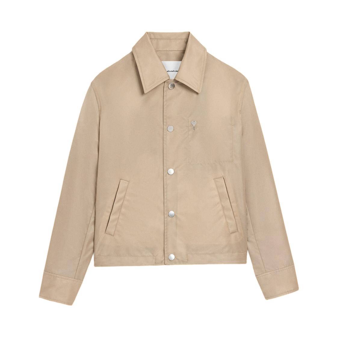 아미 베이지 나일론 아미 드 하트 스터드 버튼 자켓 토프 베이지(AMI Beige Nylon Ami De Coeur Stud Buttoned Jacket Taupe Beige)