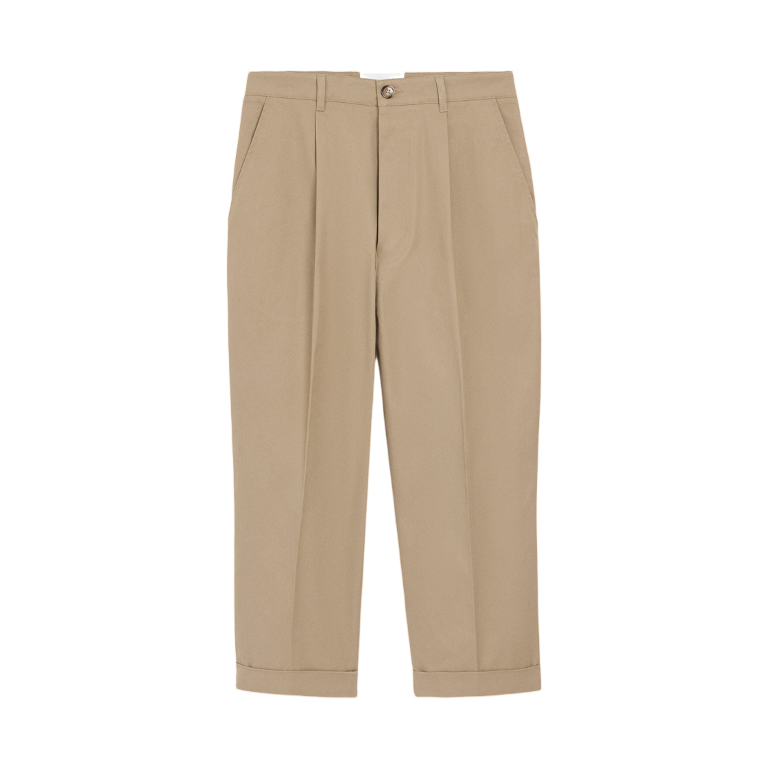 아미 베이지 코튼 캐롯 오버사이즈 트라우저 토프 베이지(AMI Beige Cotton Carrot Oversized Trousers Taupe Beige)