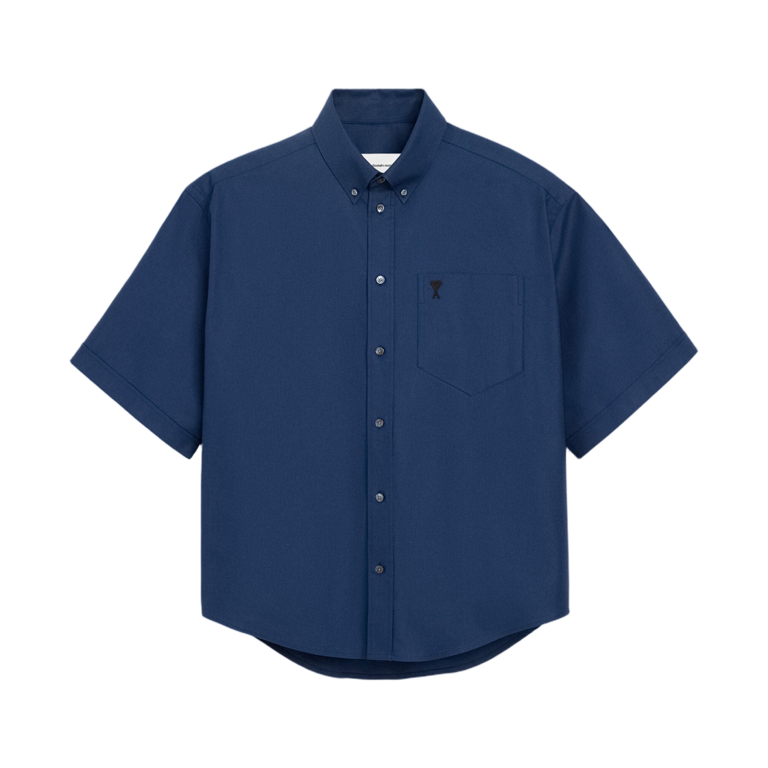 아미 블루 코튼 박시 자수 아미 드 하트 잉크(AMI Blue Cotton Boxy Embroidered Ami De Coeur Ink)