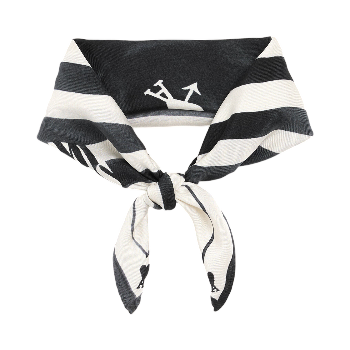 아미 블랙 실크 플레이스 드 빅투아르 스카프 블랙(AMI Black Silk Place Des Victoires Scarf Black)