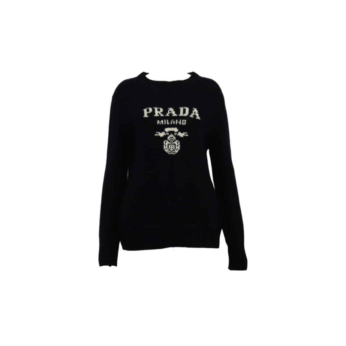 IT628AKUU4V8 Prada P24G1V Navy Wool Cashmere Logo Women's Knit Sweater