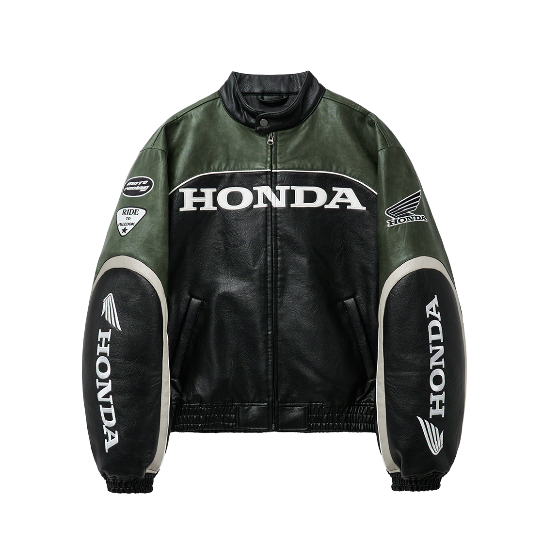 HGS1LE305AGR Honda Engineered Leather Racing Jacket Green
