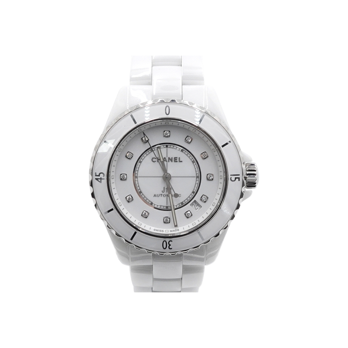 IT2OENAI937N Chanel H5705 J12 White Ceramic & Steel 12P Diamond 38MM Automatic Watch (Unisex)