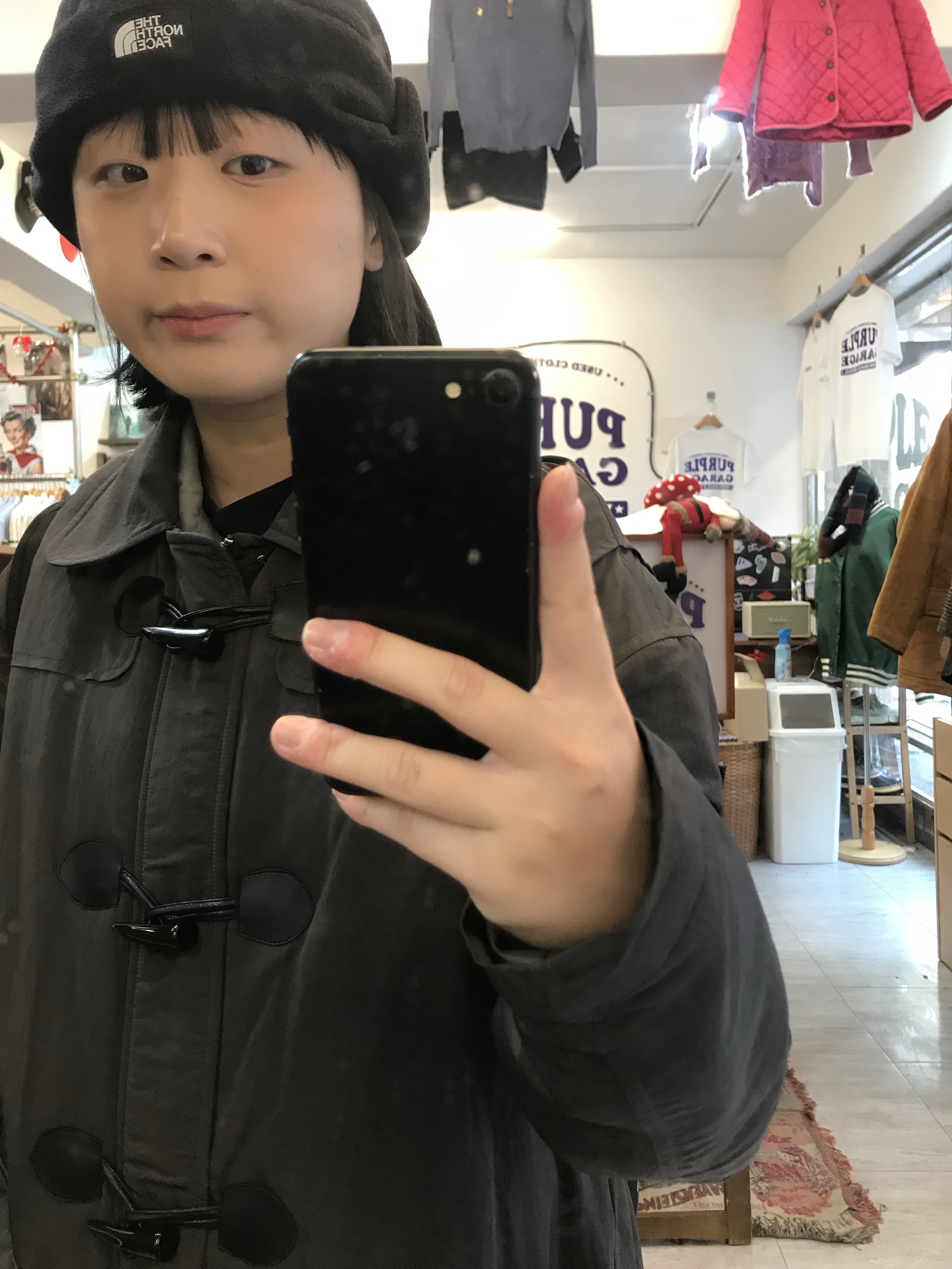 The North Face Fleece Earmuff Beanie Black 착용 스타일 - 2