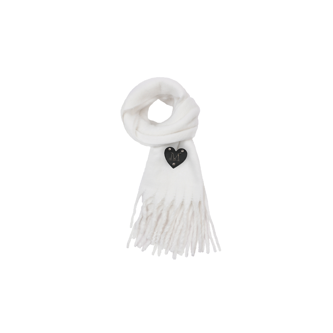 무센트 라모르 메탈 로고 하트 패치 머플러 남녀공용 (5컬러) 아이보리(MUCENT Lamor Metal Logo Heart Patch Muffler Unisex (5Color) Ivory)