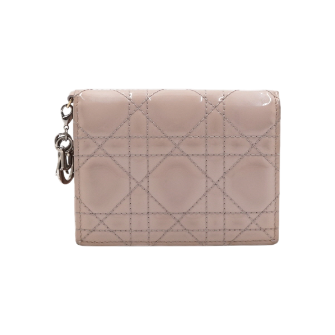 ITHRV8EJNCKD Dior Pink Patent Lady Dior Cannage Card Holder AA60490
