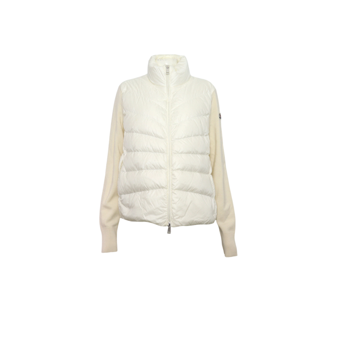 ITKHW26RG88I Moncler Women's White Logo Goose Down Cardigan Jacket - 24 Season