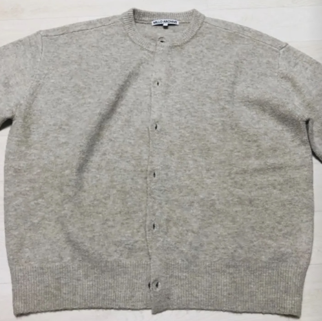 Millo Archive Crop Move Cardigan Melange Brown 착용 스타일