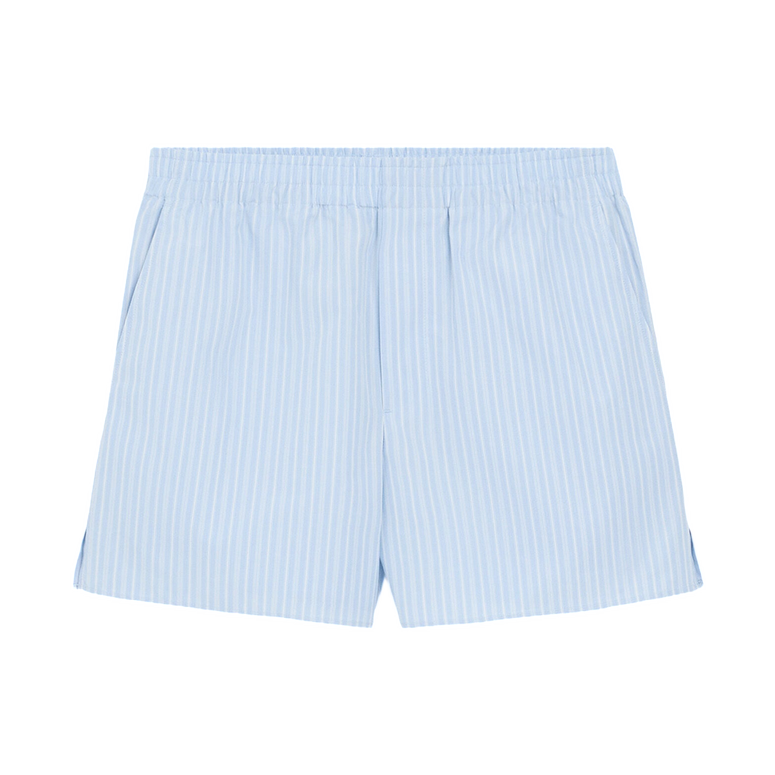 아미 블루 코튼 엘라스티케이티드 쇼츠 캐시미어 블루 화이트(AMI Blue Cotton Elasticated Shorts Cashmere Blue White)
