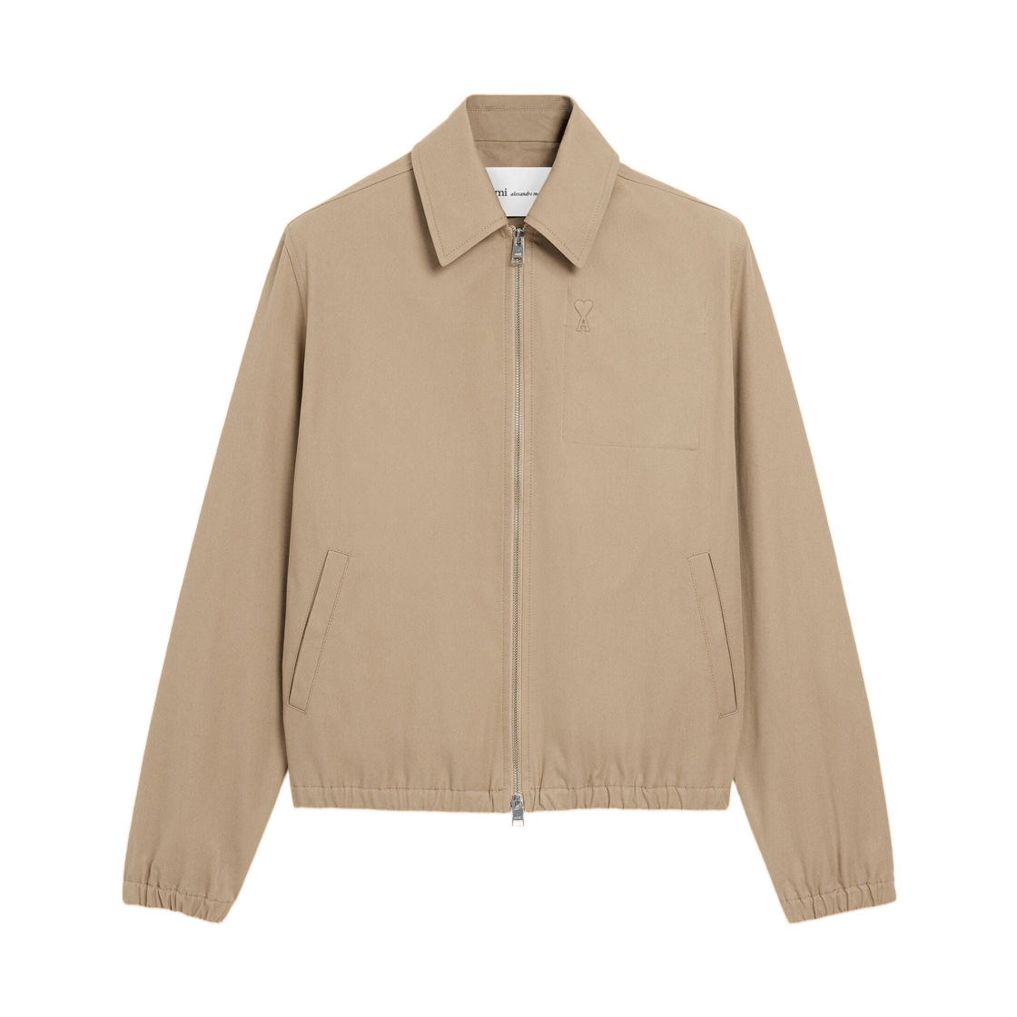 아미 베이지 코튼 아미 드 쾨르 지퍼 자켓 토프 베이지(AMI Beige Cotton Ami De Coeur Zipped Jacket Taupe Beige)