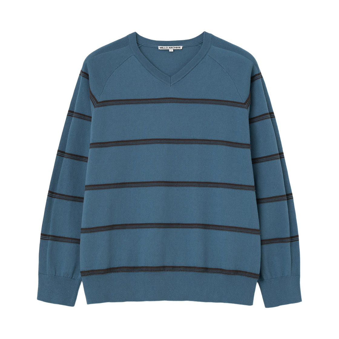 ML721LBL Millo Archive Hay V-Neck Stripe Knit Light Blue