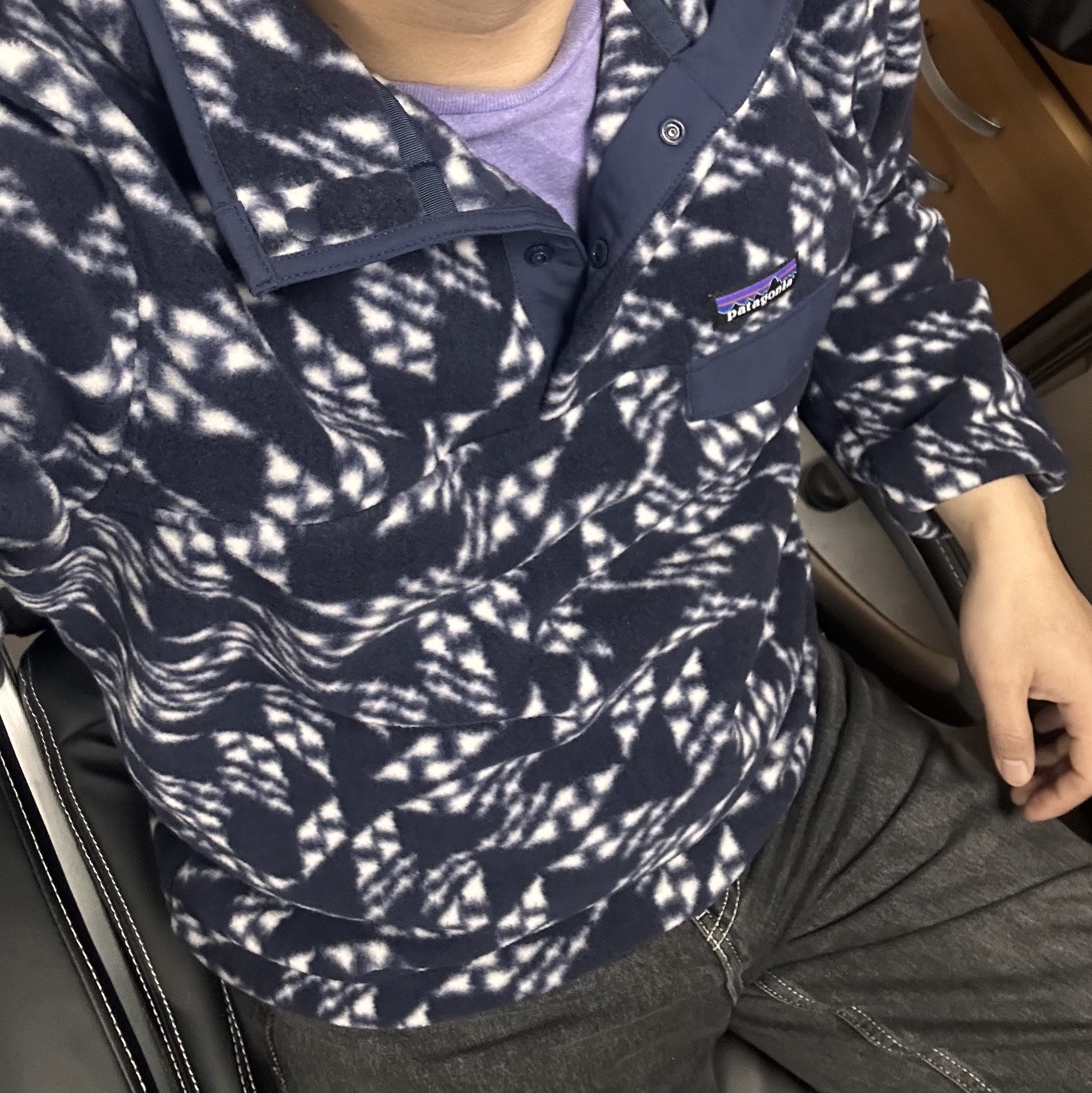 Patagonia Lightweight Synchilla Snap-T Fleece Pullover Synched Flight New Navy 착용 스타일