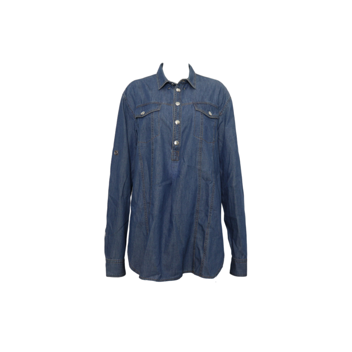발망 S4HT137C440 코튼 데님 하프 버튼 긴팔 여성 셔츠 자켓aa59379(Balmain Cotton Denim Half-Button Long Sleeve Shirt Jacket)