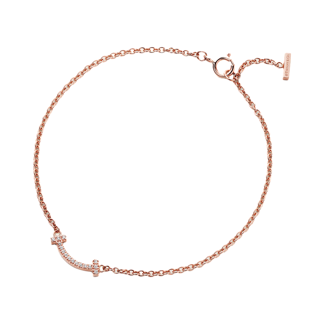 티파니 앤 코 T 스마일 브레이슬릿 18K 로즈 골드 다이아몬드(Tiffany & Co. Tiffany T Smile Bracelet 18K Rose Gold with Diamonds)