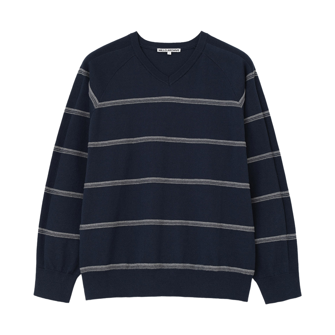 ML721NAV Millo Archive Hay V-Neck Stripe Knit Navy