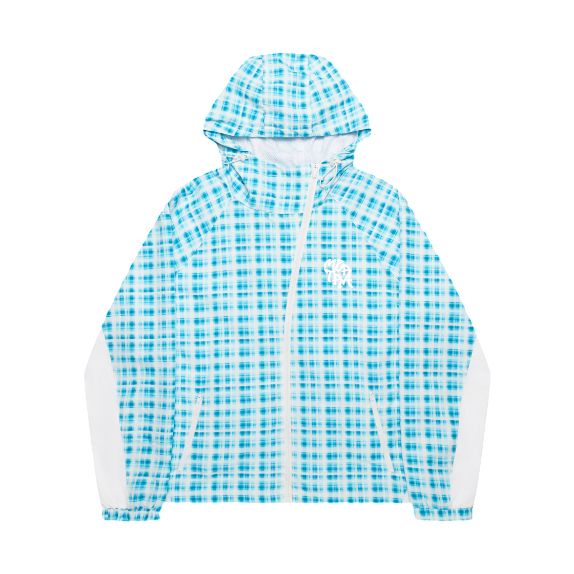 머트라 아심메트리컬 플래드 소프트쉘 블루(Mertra Asymmetrical Plaid Softshell Blue)