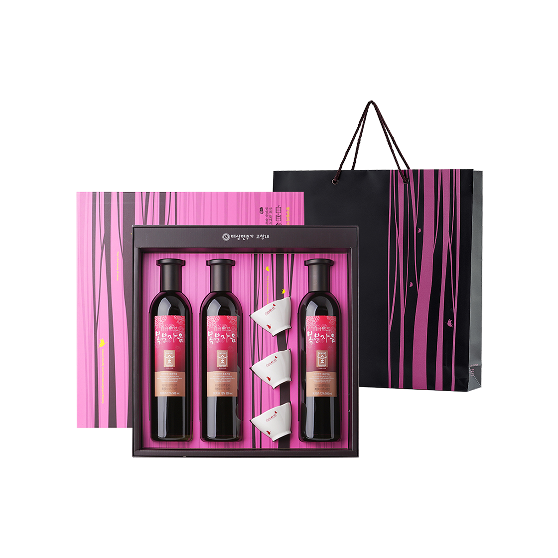배상면주가 자자연연1호 복분자음 500ml 3병 고창 복분자 술 선물세트(BSM Brewery JajaYeonyeon No.1 Bokbunja-Um 500ml 3 Btl. Korean Raspberry Wine Gift box) - 1