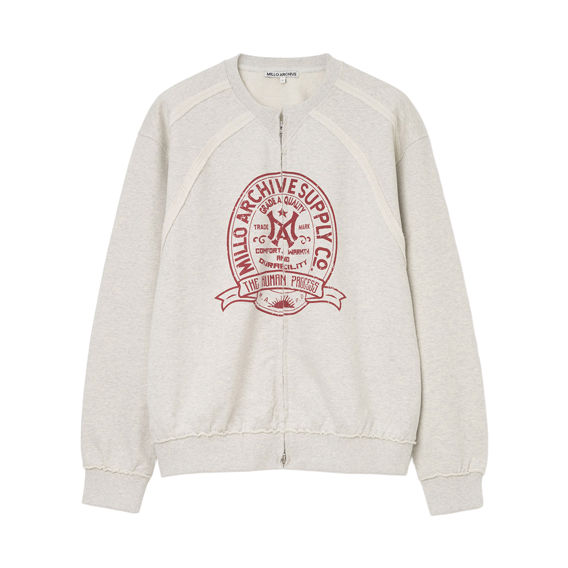 ML744WHM Millo Archive Danish Bold Zip-Up White Melange