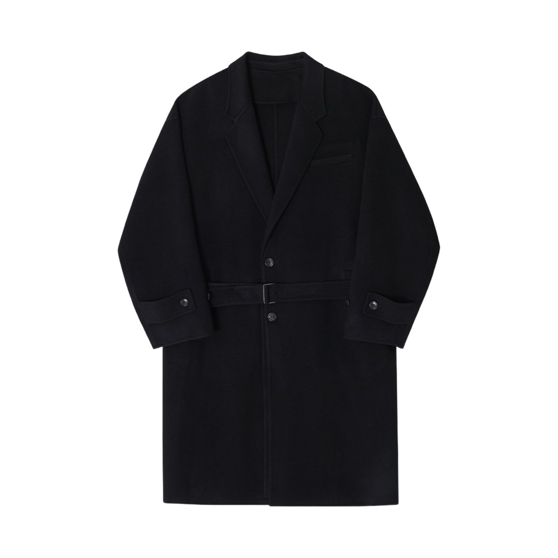 SG6HC702BK Songzio Collection Lapel Detachable Dolman Coat Black