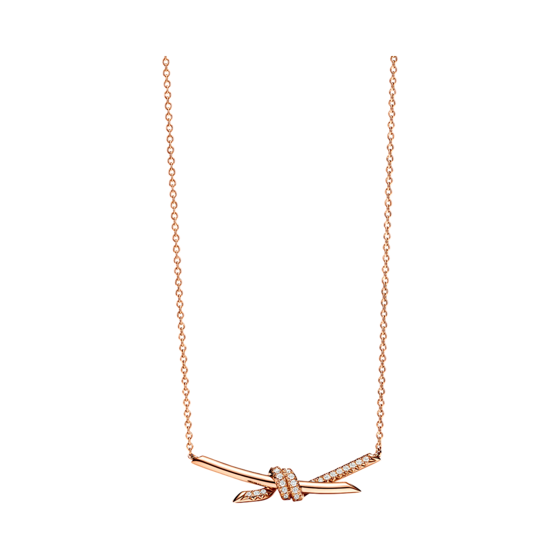 69525857 Tiffany & Co. Tiffany Knot Pendant 18K Rose Gold with Diamonds