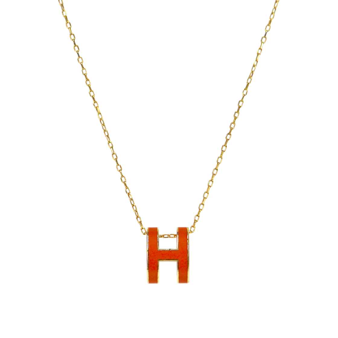 IT2IIGLK3N2S Hermes Orange Pop' H Necklace C-B47697