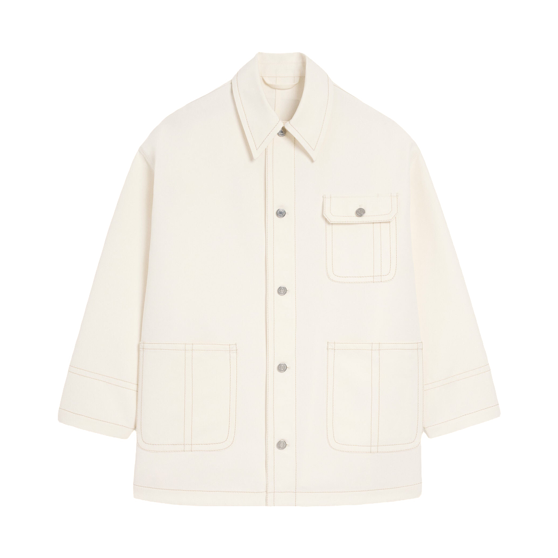 아미 화이트 코튼 워커 자켓 화이트 크림(AMI White Cotton Worker Jacket White Cream) - 1